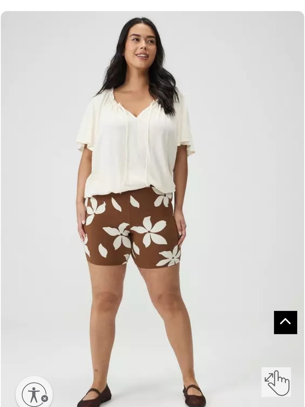 Plus-Size Brown Floral Bike Shorts